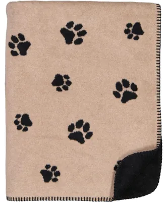 Produktbild von Cawö Decke We Love Dogs Paws Pfoten Schwarz Beige (150x200cm)