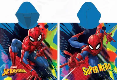 Produktbild von Spiderman Blaues Strandtuch Poncho 55x110 cm (Schnelltrocknend)