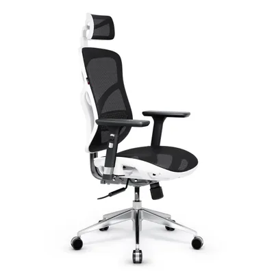 Immagine prodotto di Diablo V-Basic Sedia ergonomica da ufficio Sedia direzionale in rete braccioli regolabili Altezza regolabile Bianco-Nero