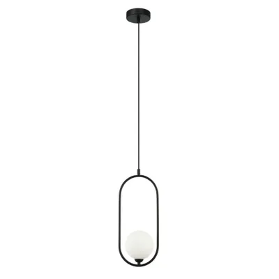 Zdjęcie produktu dla Lampa wisząca czarna szklana biała kula LUPUS Italux PND-3965-1-BK