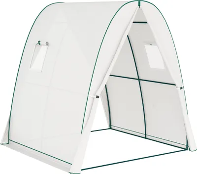 Immagine prodotto di Serra con porta a rullo, 2 finestre, resistente all'inverno; serra in acciaio con copertura in plastica, serra per pomodori 180 x 180 x 200 cm, serra per pomodori e ortaggi