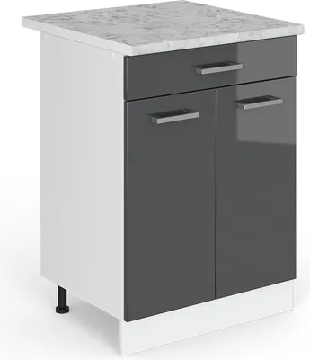 Produktbild von Vicco Küchenunterschrank R-Line, 46 cm mit Schublade, und Arbeitsplatte, Anthrazit Hochglanz/Weiß