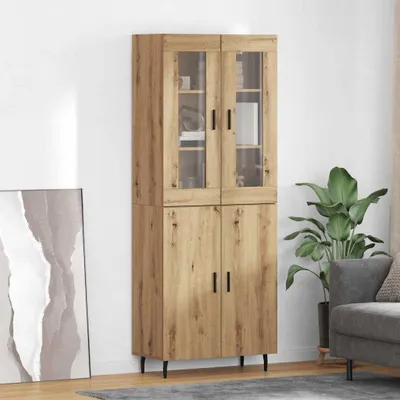 Image de vidaXL Meuble haut, 2 pièces, chêne artisanal, 69,5 x 34 x 180 cm, panneaux de particules