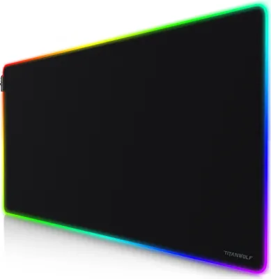Produktbild von Titanwolf XXXL RGB Gaming Mauspad – 1200 x 600 mm - Mousepad - LED Multi Color - 7 LED Farben Plus 4 Effektmodi - für Präzision und Geschwindigkeit - Gummierte Unterseite