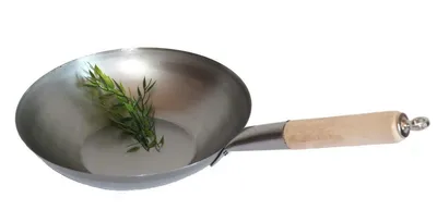Produktbild von Wok Pfanne 31 cm Ø flacher Boden zum Aufhängen mit Holzgriff und Öse , AAF Nommel®