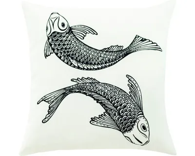 Produktbild von Kissenhülle Koi weiss-schwarz 45x45 cm