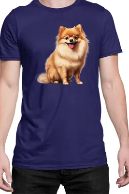 Immagine prodotto di Maglietta da uomo Dogs Breeds Pomeranian Dog Breed 006, Man L , Bleu foncé