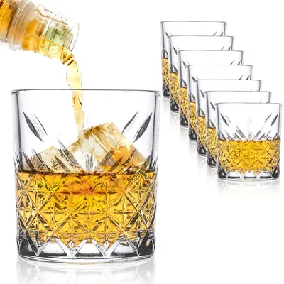 Imagen del producto de Juego de 8 vasos para whisky con diseño de cristal