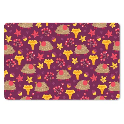 Produktbild von MuchoWow® Schreibtischunterlage Igel - Pilz - Muster 60x40 cm - XXL Mauspad - Großes Mauspad