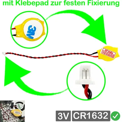 Produktbild von RTC CR1632 BIOS Batterie CMOS Knopfzelle Akku Battery mit Steckerkabel für Panasonic Toughbook CF-33AEHFZTN, CF-33RZ042B4