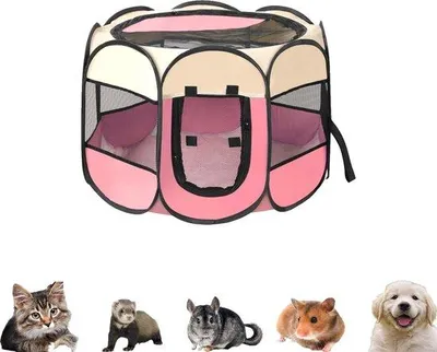 Produktbild von Famanu Faltbare Haustierbox, tragbare Puppybox - 74 x 74 x 43 cm, rosa