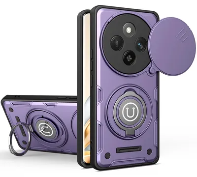 Produktbild von Magnetische Handyhülle für Honor X9C / Magic7 Lite mit Kameraschutz Schieber, Ringhalter und Ständer, Stoßfeste Hülle Lila