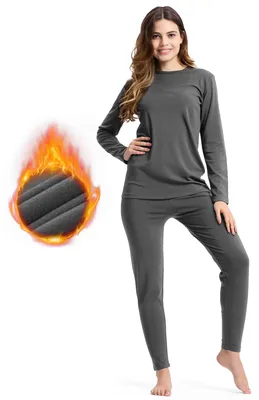 Imagen del producto de Ropa interior térmica para mujer, color gris, talla L, para el invierno