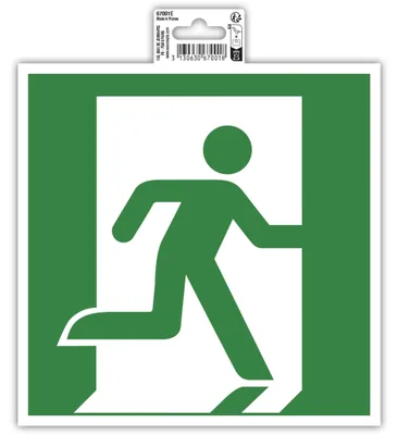 Produktbild von Exacompta Hinweisschild Evakuierung rechts PVC selbstklebend 20x20cm Grün 67001E