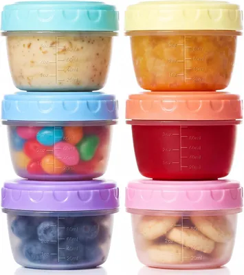 Imagen del producto de Pequeños recipientes de plástico con tapa, de 100 ml, herméticos y aptos para congelar