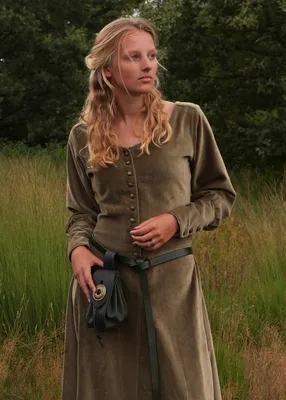 Produktbild von Cotehardie Isabell aus Samt, Mittelalterkleid, grün - Mittelalter - LARP - Wikinger - Kleid - Kostüm Größe: XXL