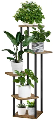 Produktbild von 5-stufiger Pflanzenständer aus Holz, Blumenregal, Pflanzenständer, mehrstufiger Blumenständer, Pflanzenbank, Blumenleiter, Pflanzenständer für drinnen, Garten, Balkon, Dekoration
