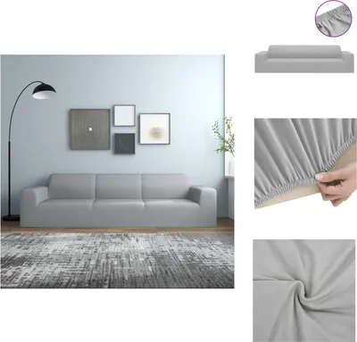 Produktbild von vidaXL Stretch Sofahusse 4-Sitzer Grau Polyester-Jersey - Hussen
