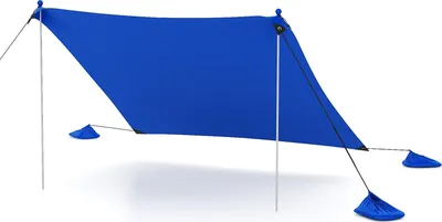 Image de COSTWAY Tente de plage 300x300cm, Tente solaire UPF 50+ avec ancres de sable, sacs de sable et 2 mâts de soutien, protection solaire portable, toit solaire bleu