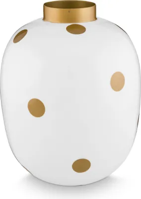 Produktbild von Pip Studio Vase Metal Dots Farbe White-Gold Größe 32cm