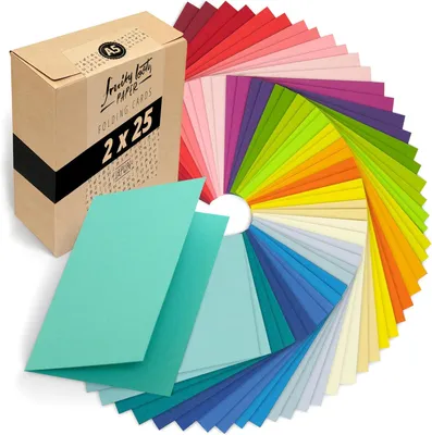 Imagen del producto de Tarjetas tipo folleto A5, 50 unidades, 230 g/m², de colores variados, para invitaciones