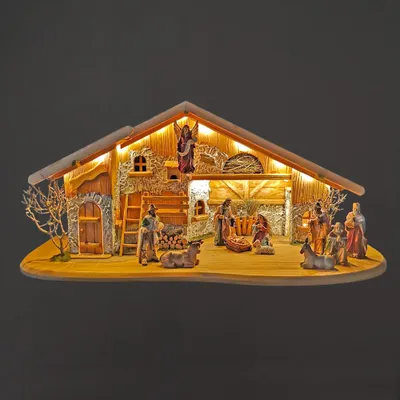 Produktbild von Holzkrippe mit Figuren 80 cm