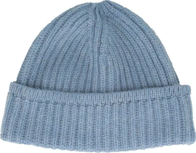 Riviera dicke & warme Umschlag-Strickmütze reines Kaschmir in blau