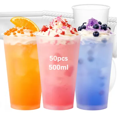 Produktbild von Plastikbecher, 500 ml Fassungsvermögen, stabil und wiederverwendbar, 50PCS