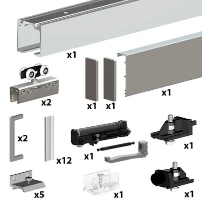 Produktbild von Glasschiebetürbeschlag SLID'UP 190 PREMIUM 200 cm, inkl. Dämpfer