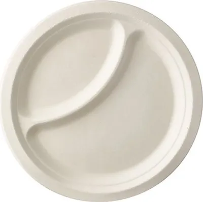 Produktbild von Teller, Zuckerrohr "pure" 2-geteilt Ø 23 cm · 2 cm weiss