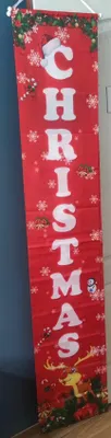 Immagine prodotto di Due striscioni natalizi con Babbo Natale e renne, 184x32, perfetti per il Natale