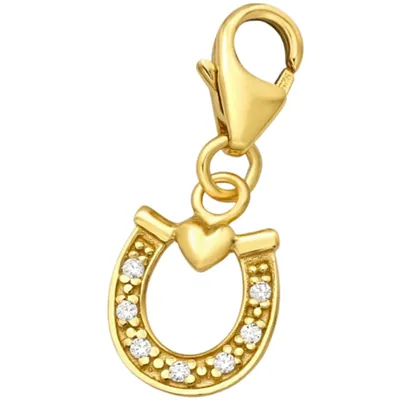Charm Anhänger Hufeisen als Glücksbringer in Gelbgold I Echtschmuck