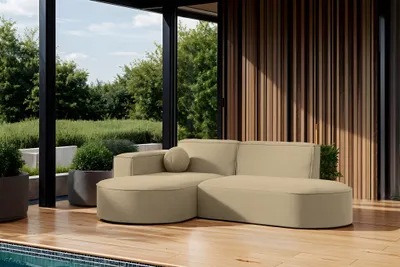 Produktbild von Garten Ecksofa SUNDAY XS in wetterfester Stoff ART-N Beige Ottomane Links