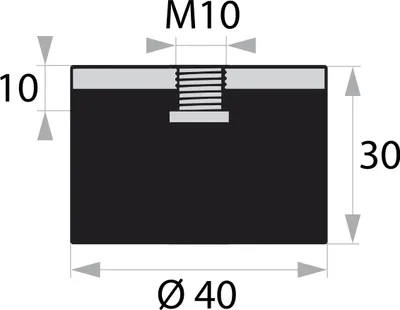 Produktbild von GP/S-IG-10-M10-D40xH30 Gummi-Metall-Puffer Gummipuffer Schwingungsdämpfer Silentblock
