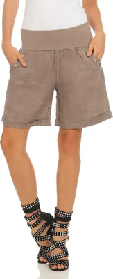 Produktbild von 280 Bermuda Shorts Damen Leinenshorts lockere kurze Hose Freizeithose 100% Leinen Shorts Sommer Strand Fango M (entspr. 34-36)
