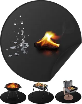 Produktbild von Grillmatte – 120cm – Runde, feuerfeste Unterlage – Grillbodenmatte zum Schutz des Grillbodens – Feuerfeste Matte für unter den Grill – Hitzebeständige