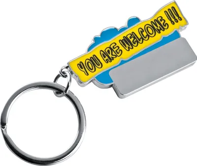 Produktbild von Metall Schlüsselanhänger "You are welcome!!!" / Farbe: hellblau