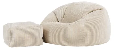 Zdjęcie produktu dla icon beanbag XXL Kingston ze sztruksu, beżowy, dla dorosłych i dzieci, z wypełnieniem