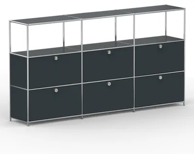 Produktbild von Hochschrank, 3 offene Fächer, 6 Klappen, Breite 227 cm, Anthrazit
