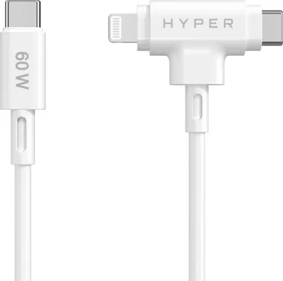 Produktbild von HyperJuice - Lightning-Kabel - 24 pin USB-C männlich zu 24 pin USB-C, Lightning männlich - 1.5 m - weiß