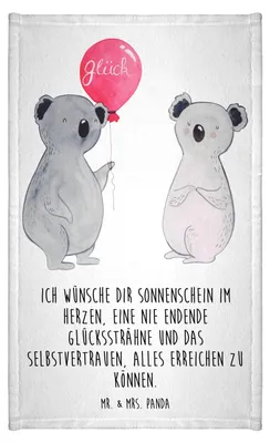 Produktbild von Mr. & Mrs. Panda Handtuch Koala Luftballon - Weiß - Geschenk, Kleines, Klein, gästehandtuch, Party, baumwolle, Geburtstag, buntes