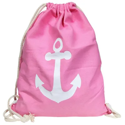 Produktbild von Turnbeutel Hipster Jutebeutel Sportbeutel Jute Rucksack Tasche Anker pink