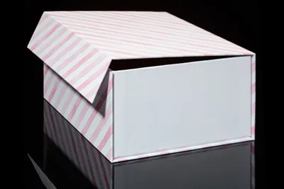 Produktbild von Geschenkbox, rosa Streifen 25,2x19,2x11,3cm