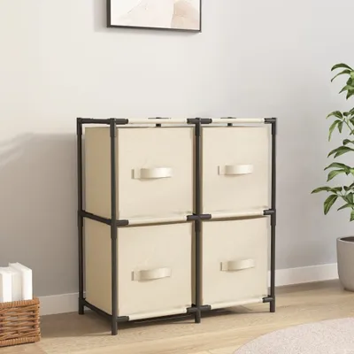 Produktbild von BEI CLORIS Kommode mit 4 Körben aus Stoff Creme 63×30×71cm Stahl - Kommoden 2026Neu7209898