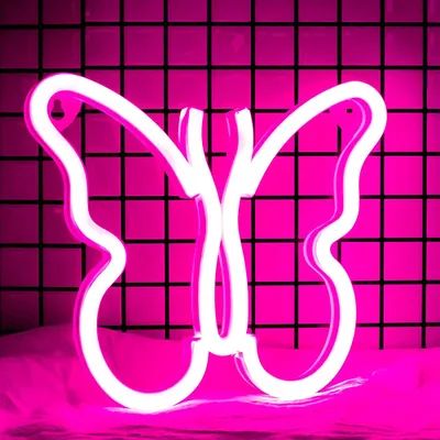 Produktbild von Rosa Schmetterling Leuchtreklame LED Neonlicht USB Nachtlicht Batteriebetrieben für Wand Zimmer Spielzimmer Bar Party Dekoration
