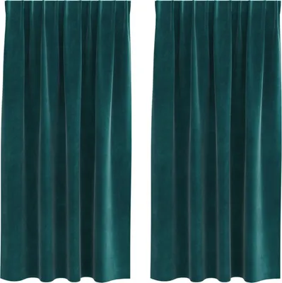 Produktbild von vidaXL Verdunkelungsvorhänge 2 pcs Dunkelgrün 140 x 175 cm Samt