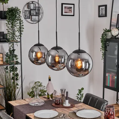 Produktbild von Fossobiubo Hängelampe aus Metall/Glas in Schwarz/Rauchfarben
