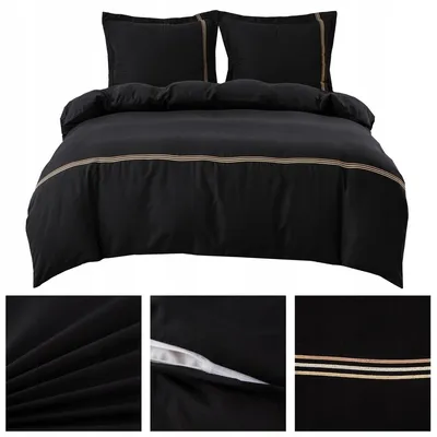 Produktbild von Łóżkoholicy Bettwäsche-Set 160x200 cm Mikrofaser mit Stickerei Schwarz