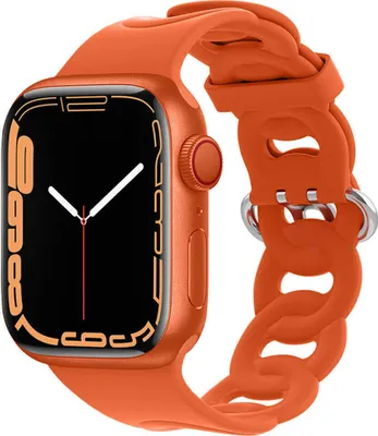 Produktbild von Strap-it Apple Watch Silikon Kettenarmband (Orange) - Große: 38 - 40 - 41mm