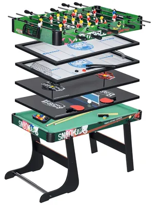 Produktbild von 6-in-1-Klappspieltisch fš¹r Kinder ab 7 Jahren: Billard, Tischfu?ball, Tischtennis, 118 x 104 x 71 cm, mehrfarbig